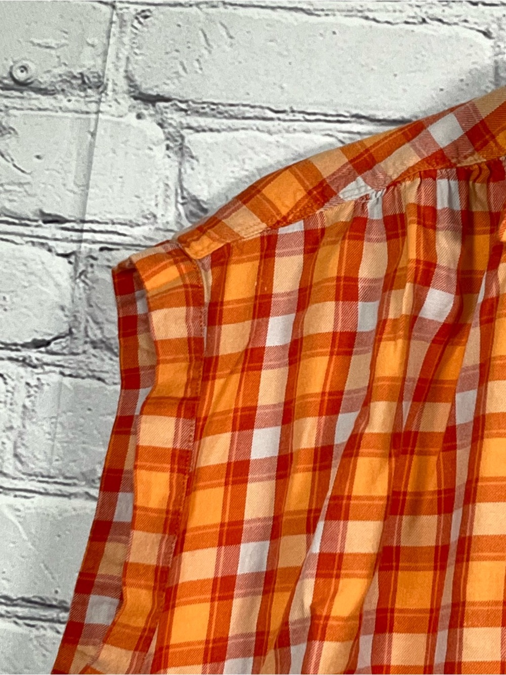 Eddie Bauer Plaid Shirt Womens Size Large Orange Button Up Cuffed Sleeves - Picture 7 of 12